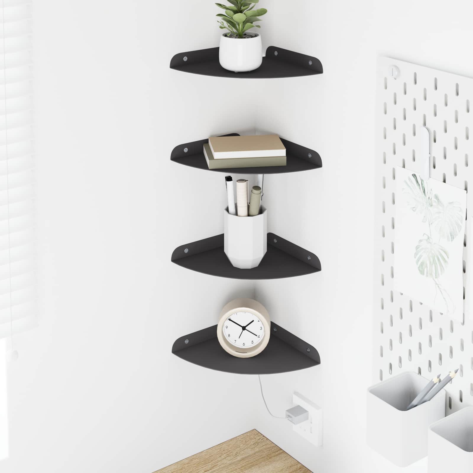 vidaXL Wandplank met plank met opslag 2 pcs Zwart 18 x 18 x 2.3 cm