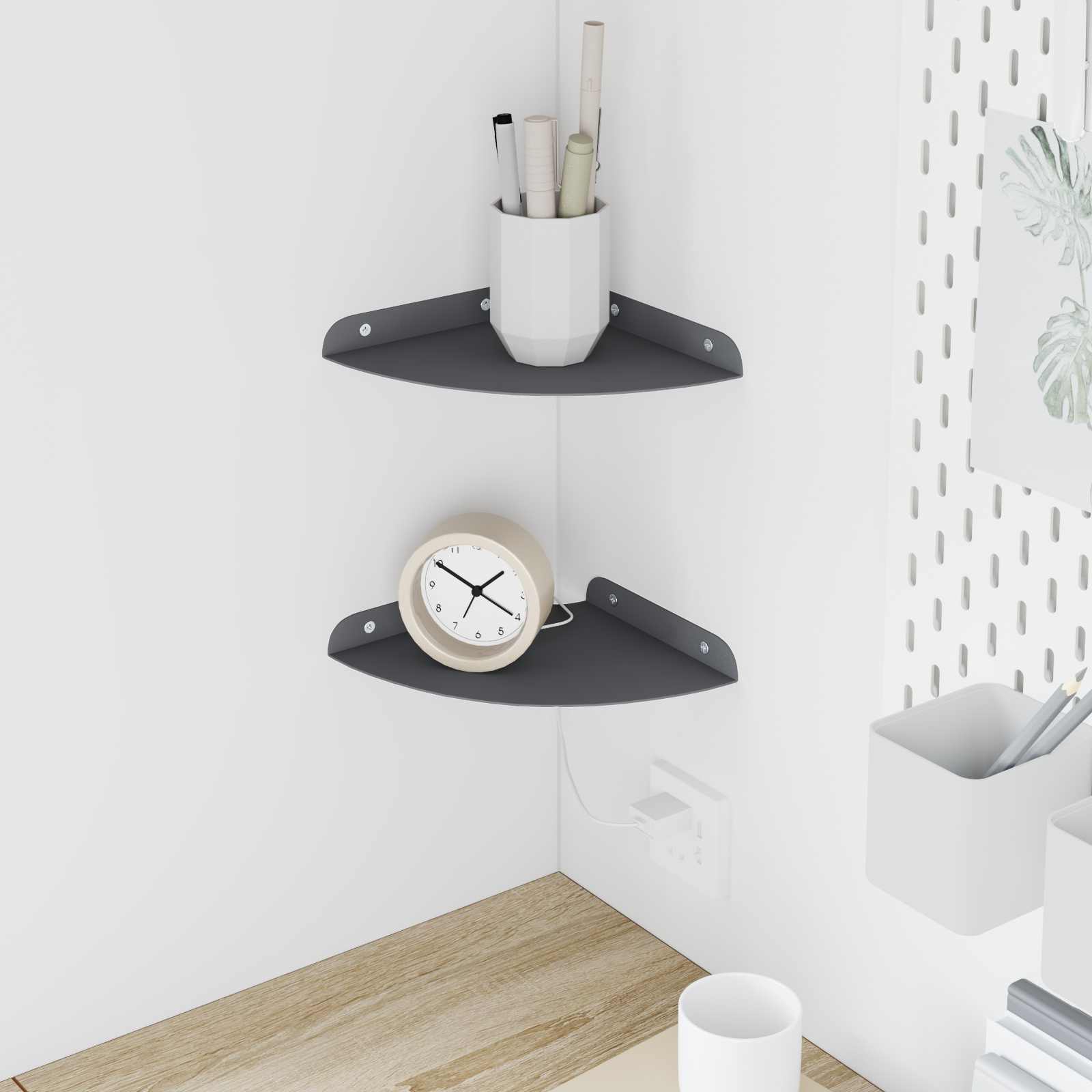 vidaXL Wandplank met plank met opslag 2 pcs Zwart 18 x 18 x 2.3 cm