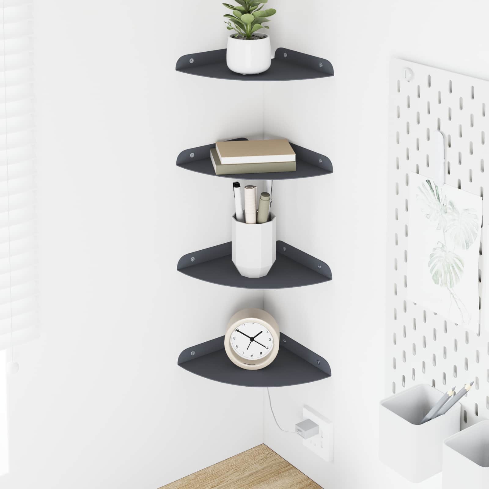 vidaXL Wandplank met plank met opslag 2 pcs Zwart 18 x 18 x 2.3 cm