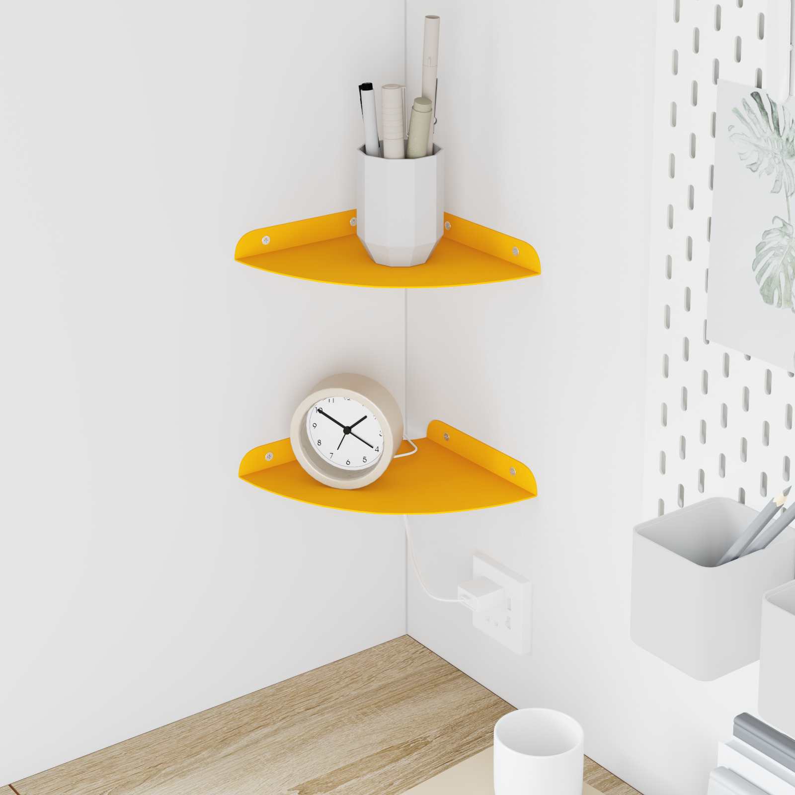 vidaXL Wandplank met plank met opslag 2 pcs Zwart 18 x 18 x 2.3 cm