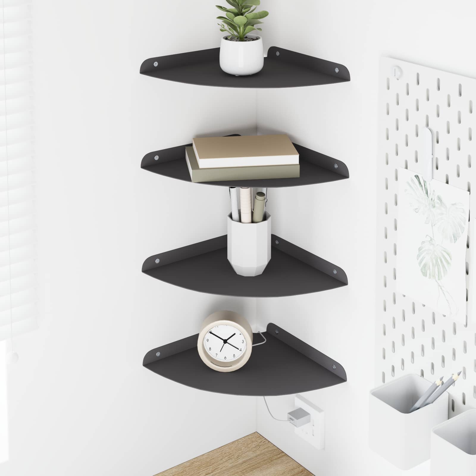 vidaXL Wandplank met plank met opslag 2 pcs Zwart 18 x 18 x 2.3 cm