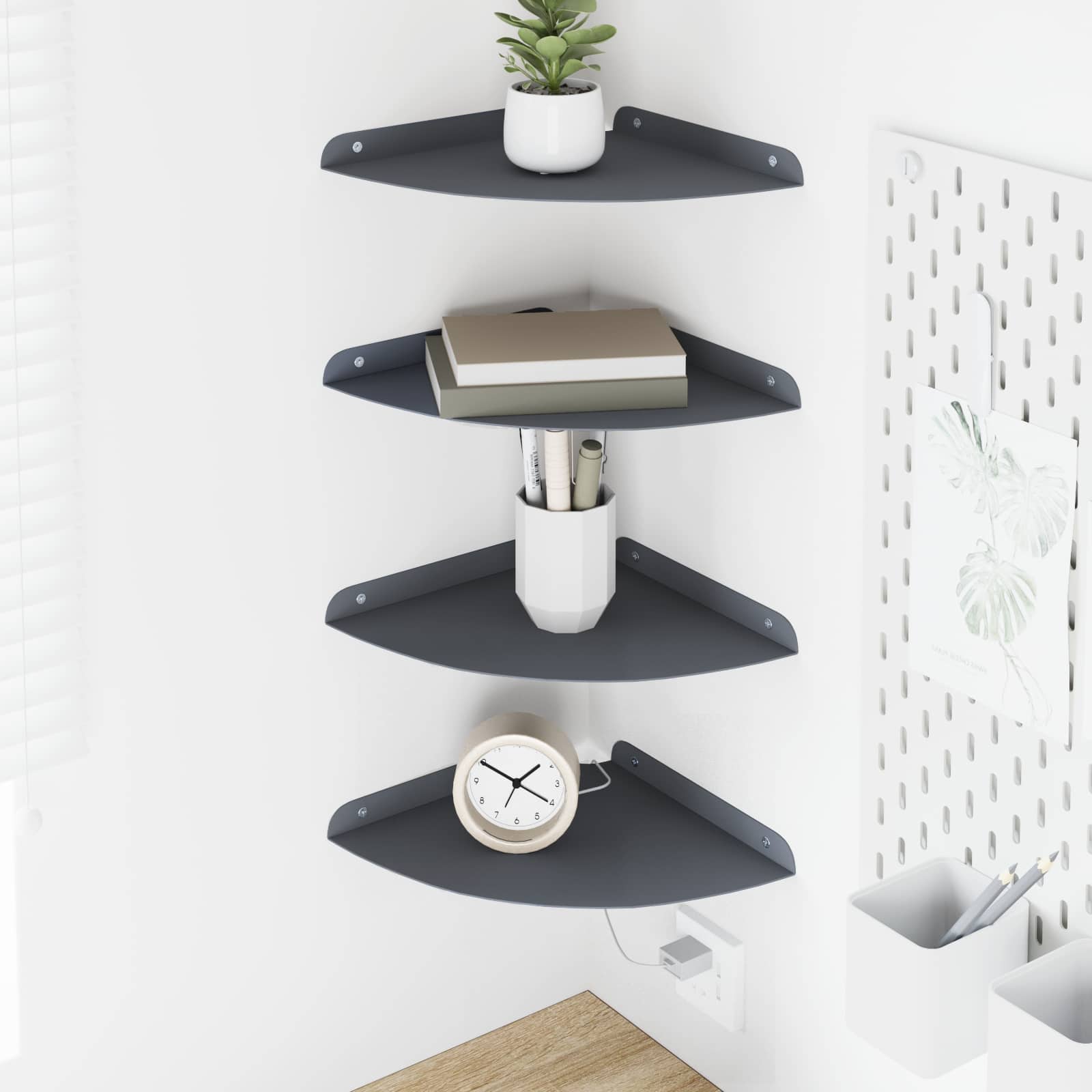 vidaXL Wandplank met plank met opslag 2 pcs Zwart 18 x 18 x 2.3 cm