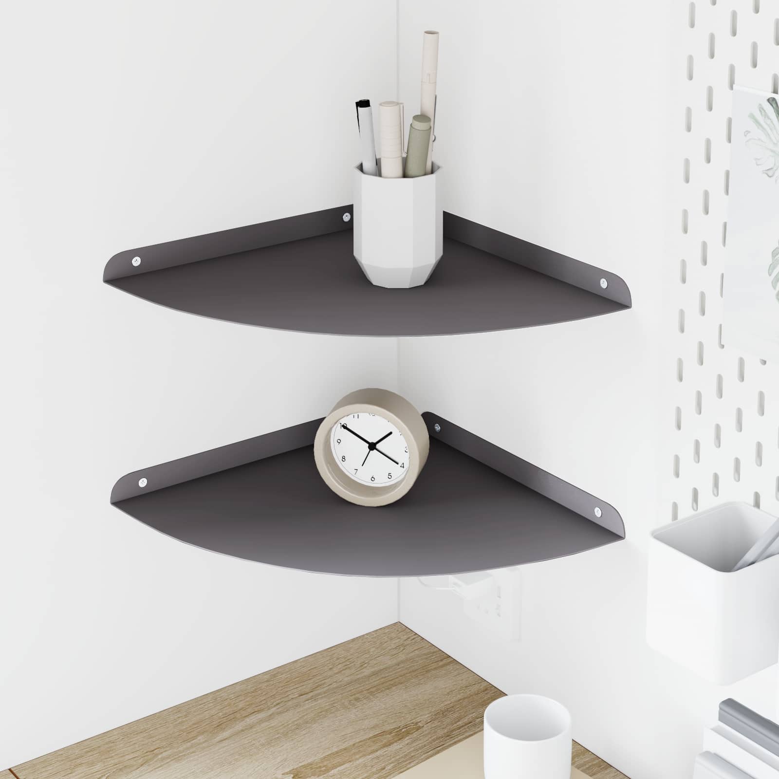 vidaXL Wandplank met plank met opslag 2 pcs Zwart 18 x 18 x 2.3 cm