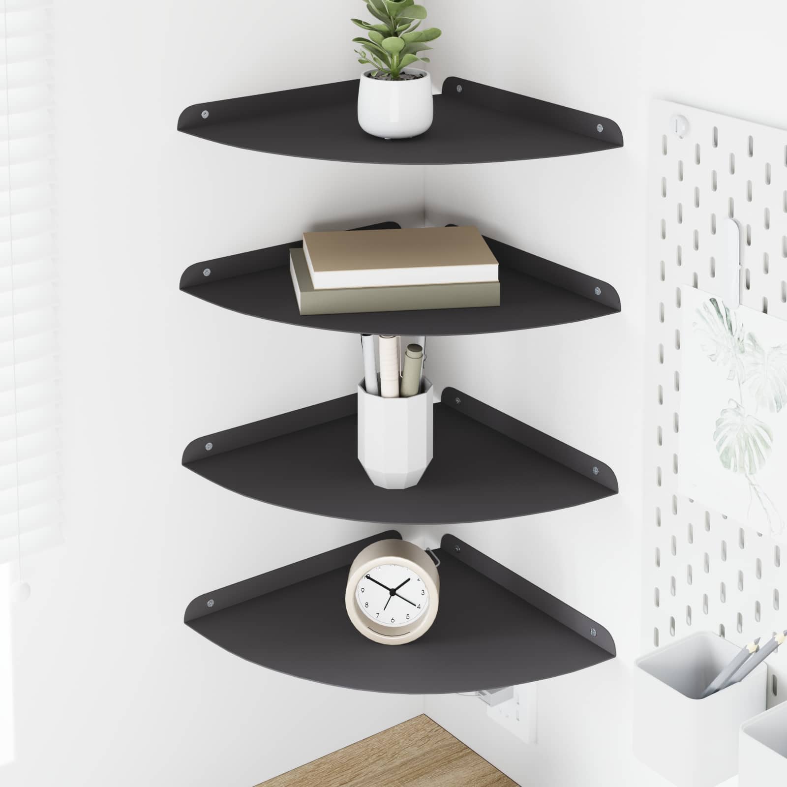 vidaXL Wandplank met plank met opslag 2 pcs Zwart 18 x 18 x 2.3 cm