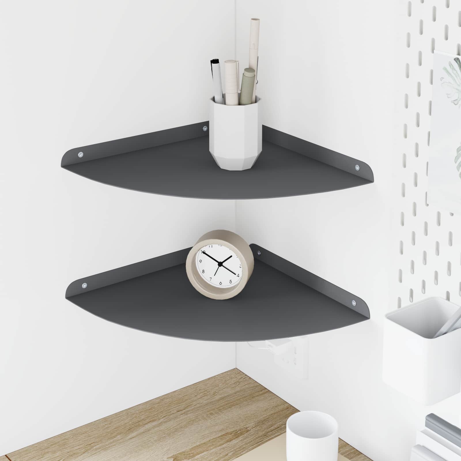 vidaXL Wandplank met plank met opslag 2 pcs Zwart 18 x 18 x 2.3 cm
