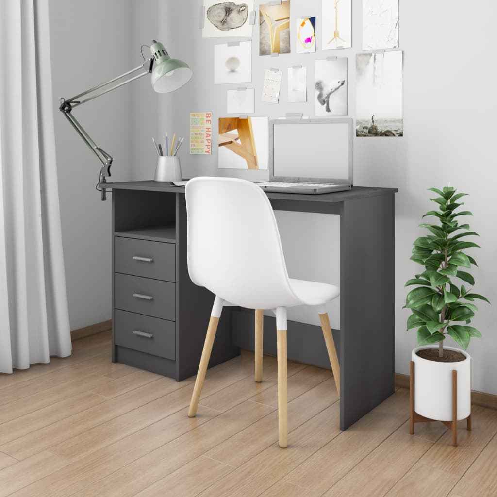 vidaXL Bureau met lades 110x50x76 cm spaanplaat wit