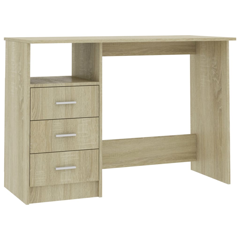 vidaXL Bureau met lades 110x50x76 cm spaanplaat wit