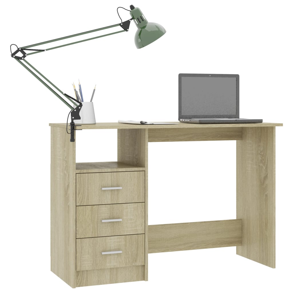 vidaXL Bureau met lades 110x50x76 cm spaanplaat wit