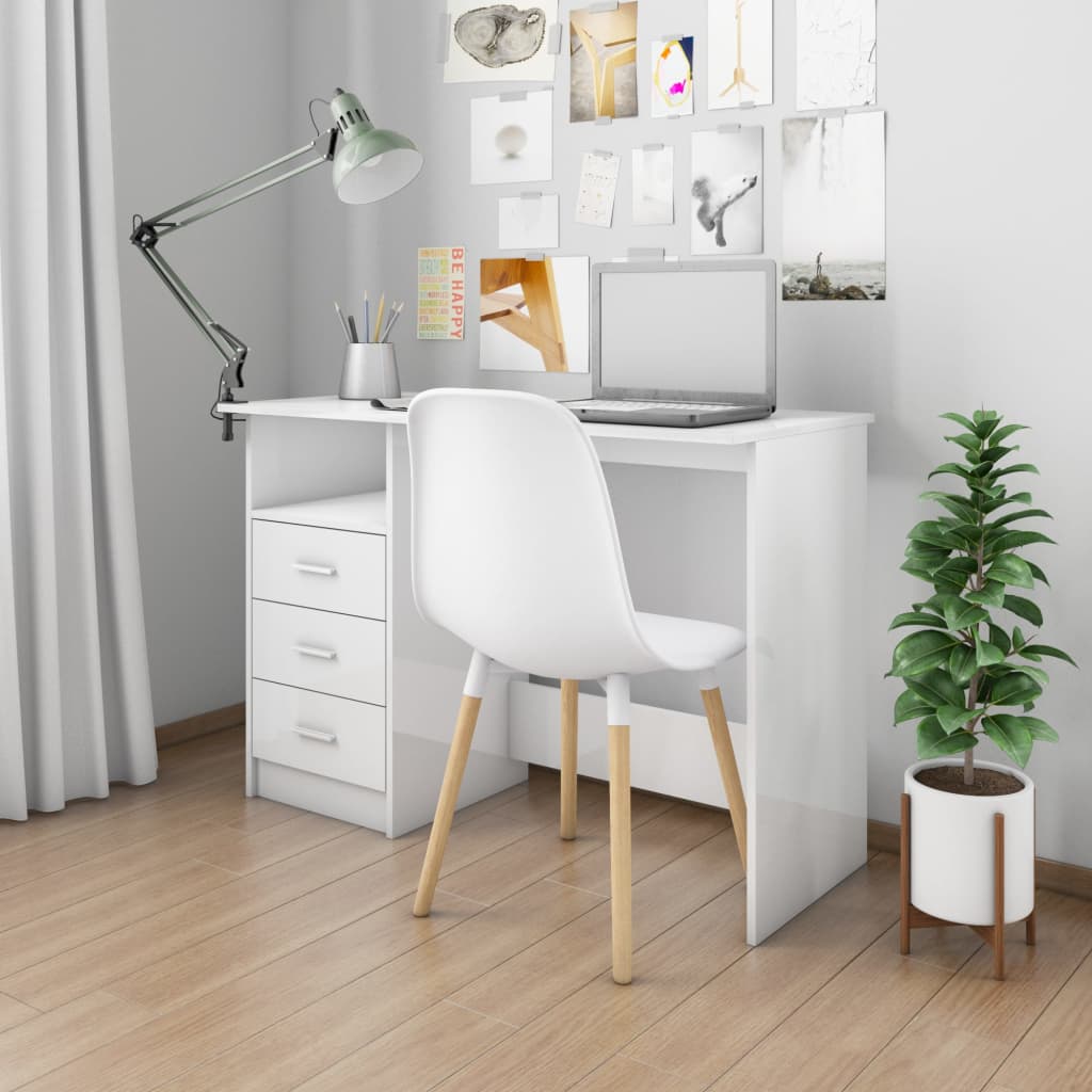 vidaXL Bureau met lades 110x50x76 cm spaanplaat wit