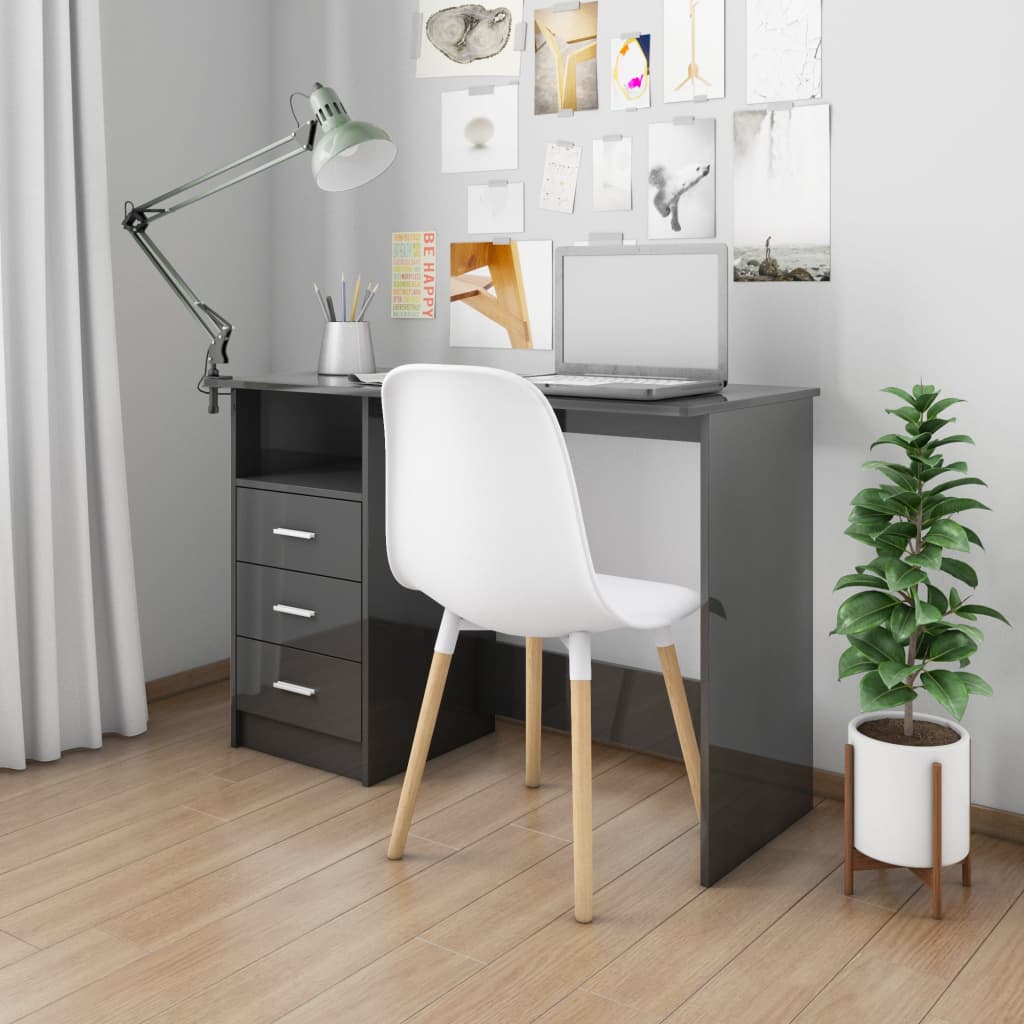vidaXL Bureau met lades 110x50x76 cm spaanplaat wit