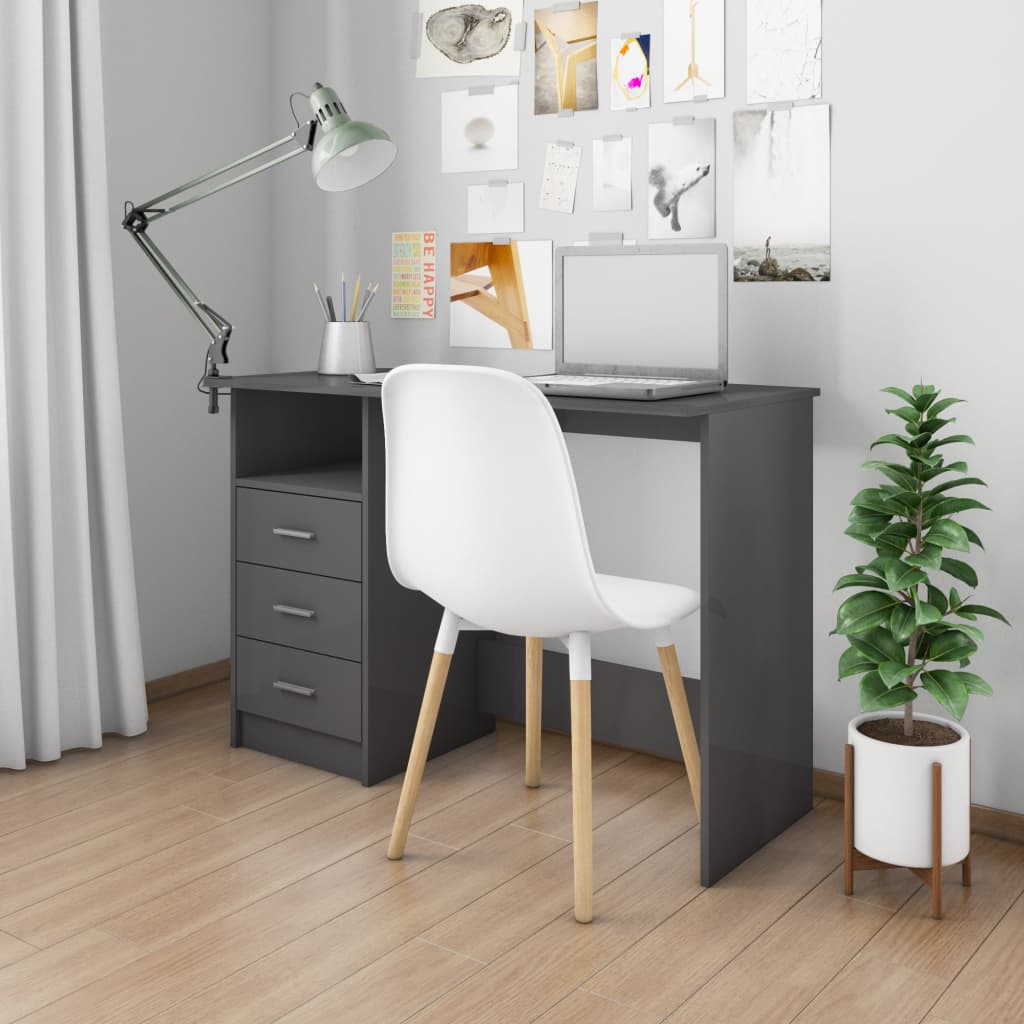 vidaXL Bureau met lades 110x50x76 cm spaanplaat wit
