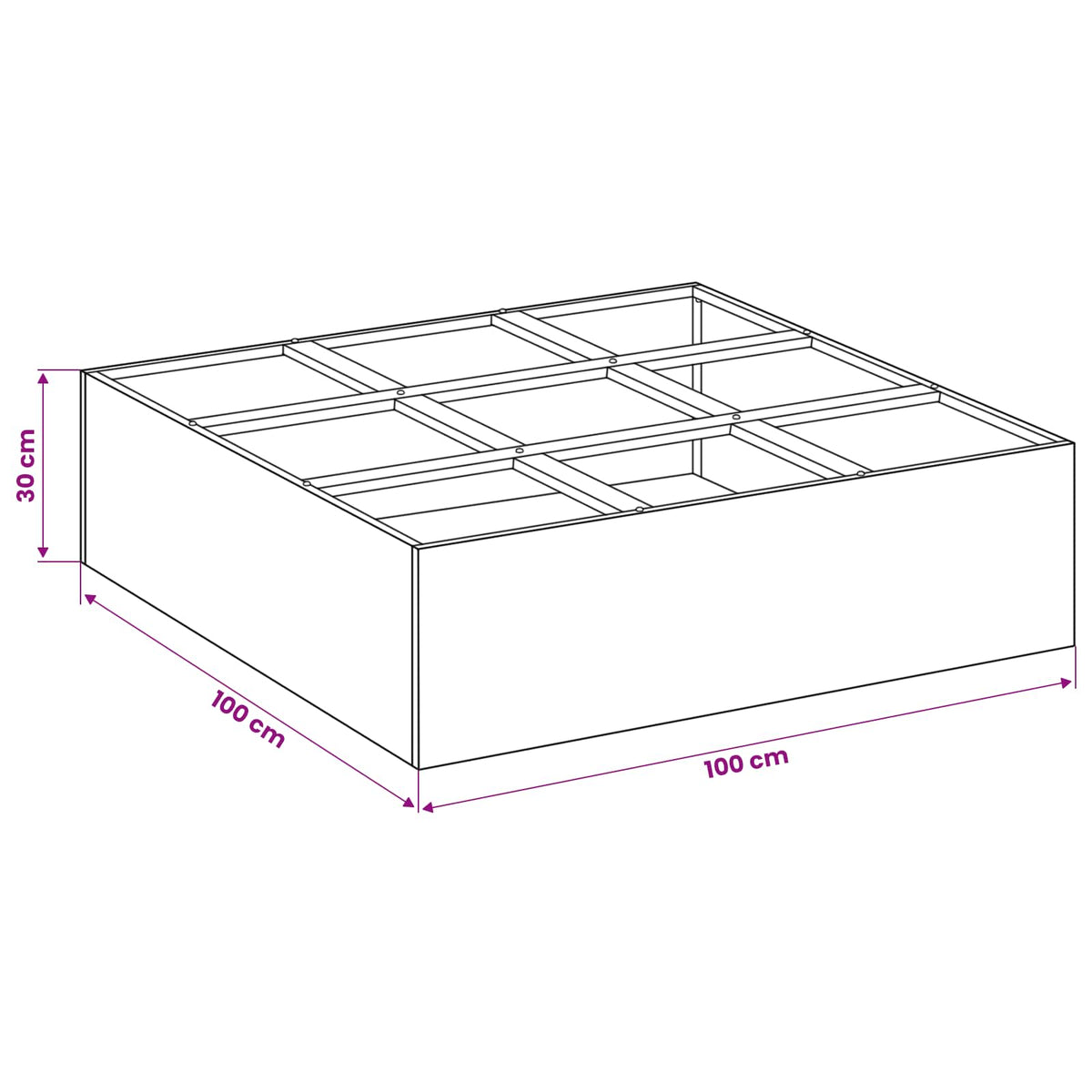 vidaXL Plantenbak zilver 100 x 100 x 20 cm Gegalvaniseerd staal