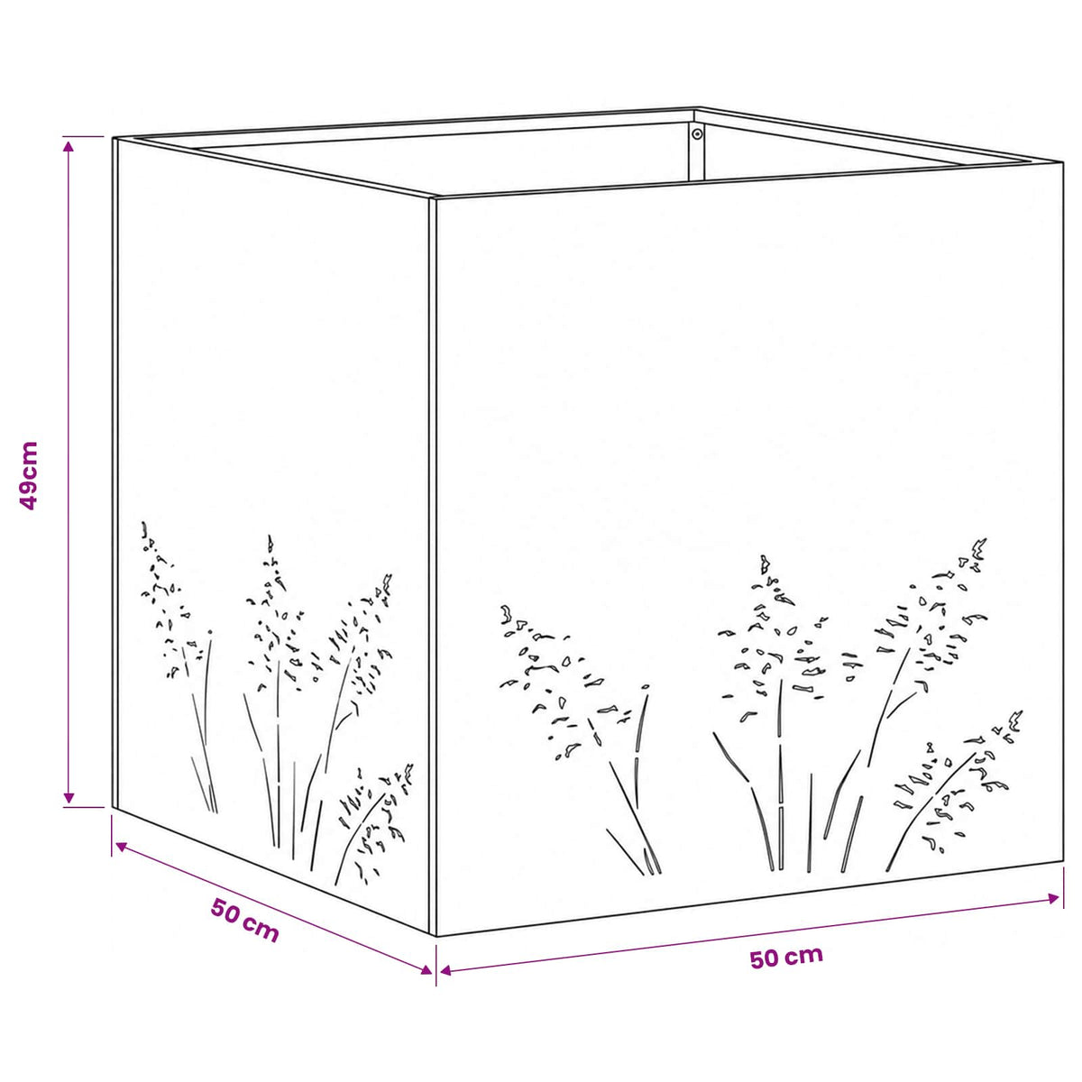 vidaXL Plantenbak zilver 50 x 50 x 49 cm Roestvrij staal