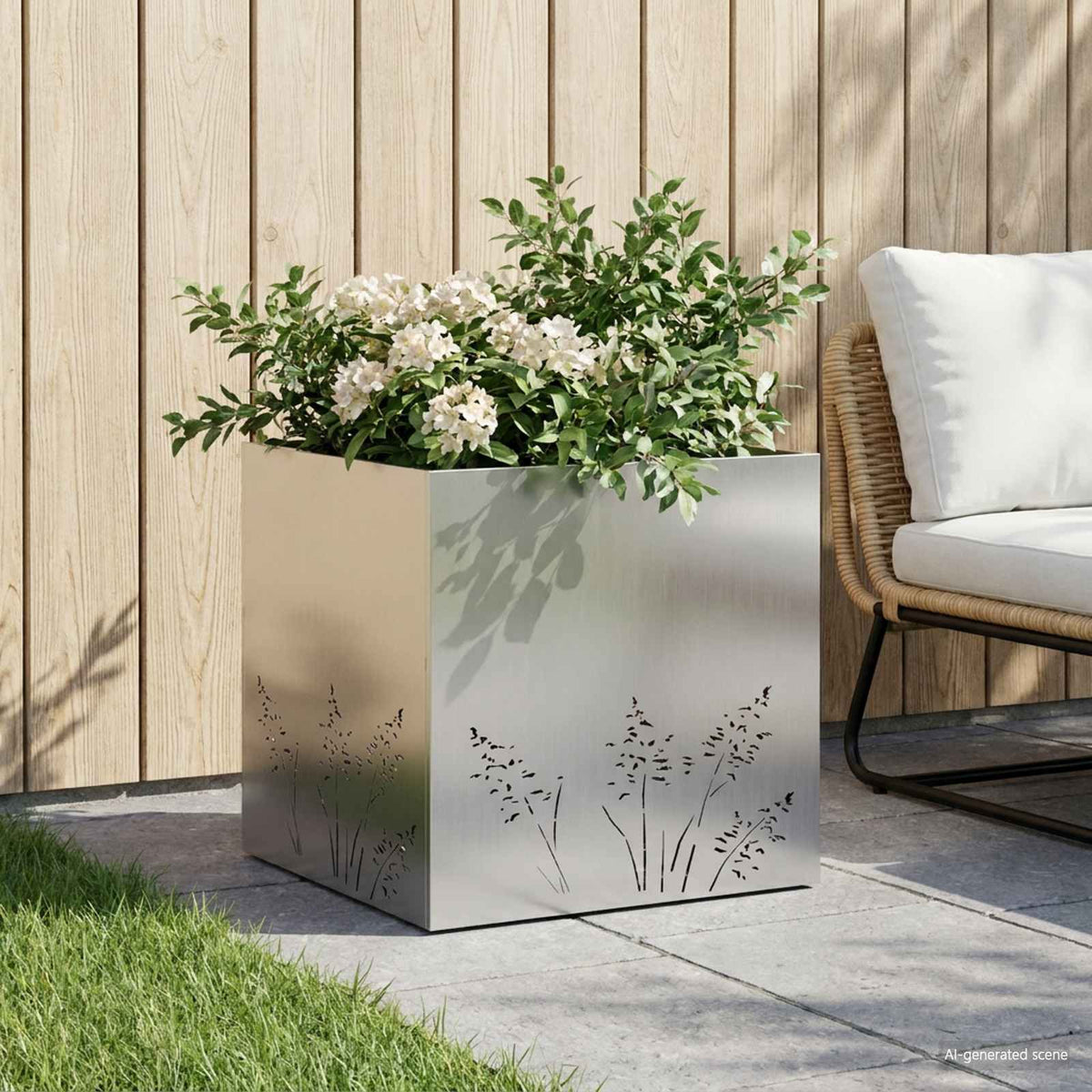vidaXL Plantenbak zilver 50 x 50 x 49 cm Roestvrij staal