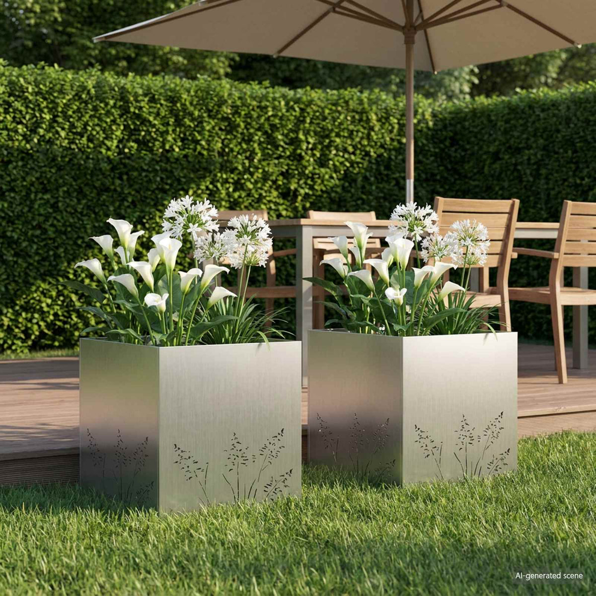 vidaXL Plantenbak zilver 50 x 50 x 49 cm Roestvrij staal