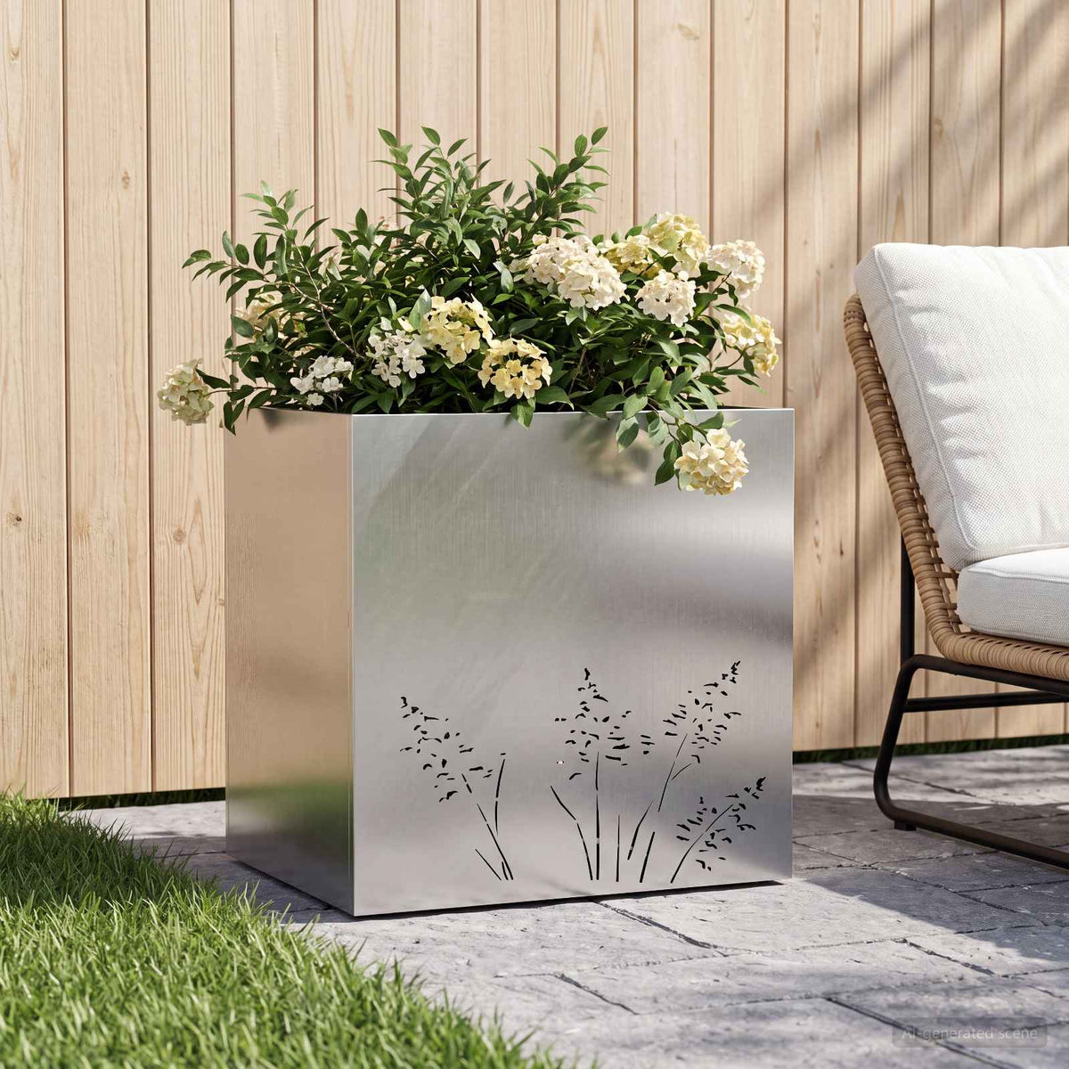 vidaXL Plantenbak zilver 50 x 50 x 49 cm Roestvrij staal