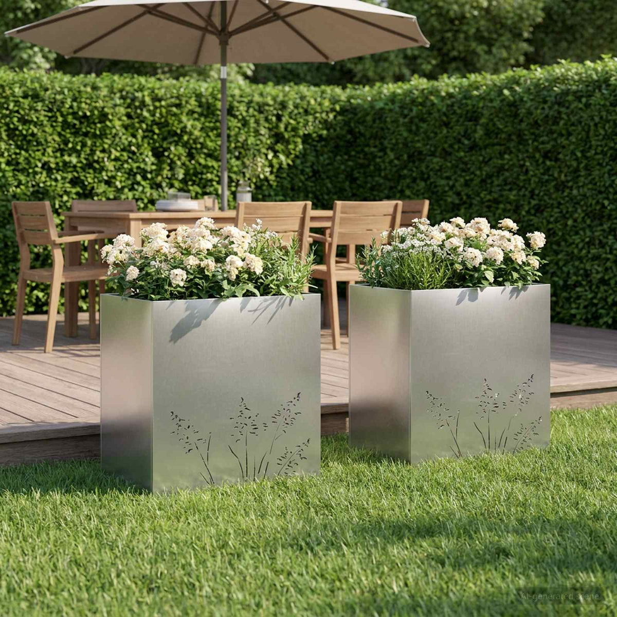 vidaXL Plantenbak zilver 50 x 50 x 49 cm Roestvrij staal
