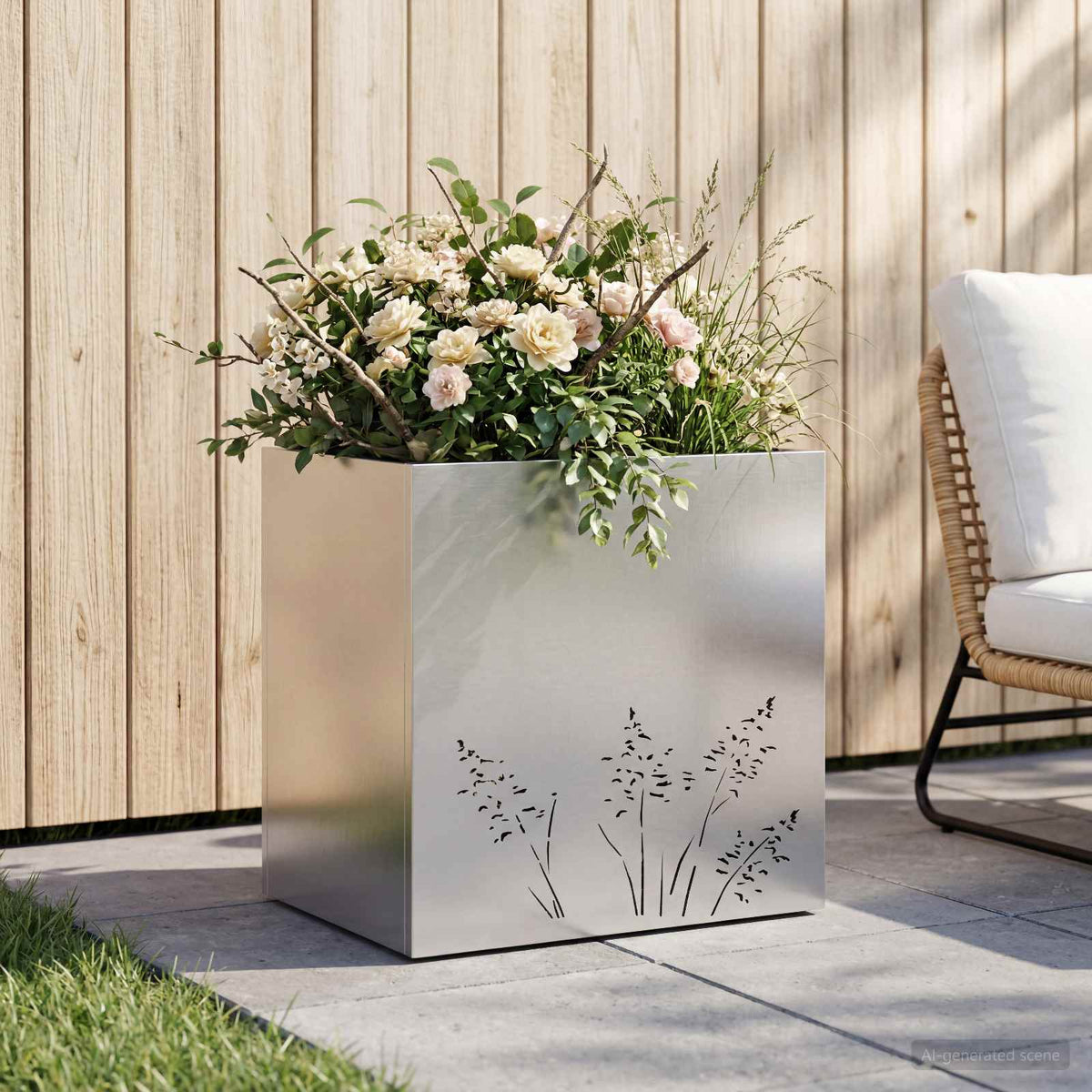 vidaXL Plantenbak zilver 50 x 50 x 49 cm Roestvrij staal