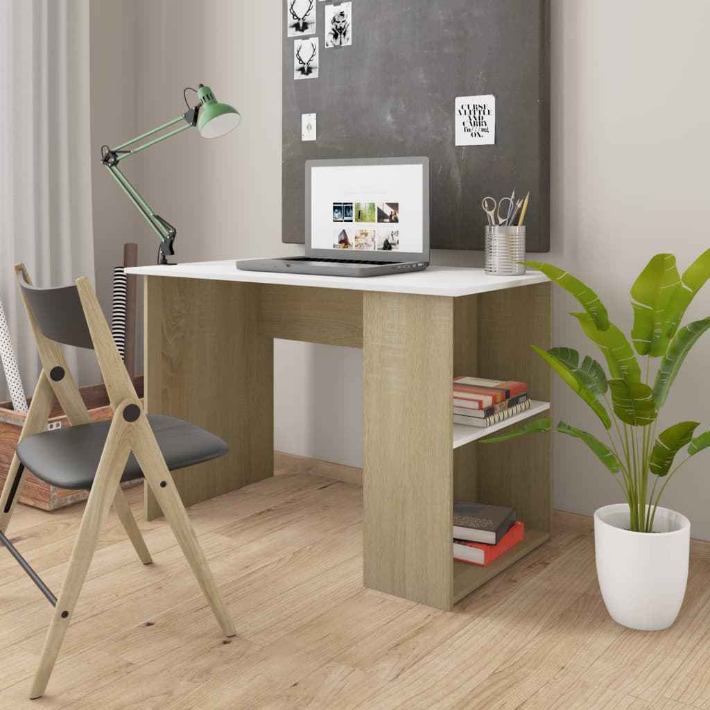 vidaXL Bureau 110x60x73 cm bewerkt hout wit