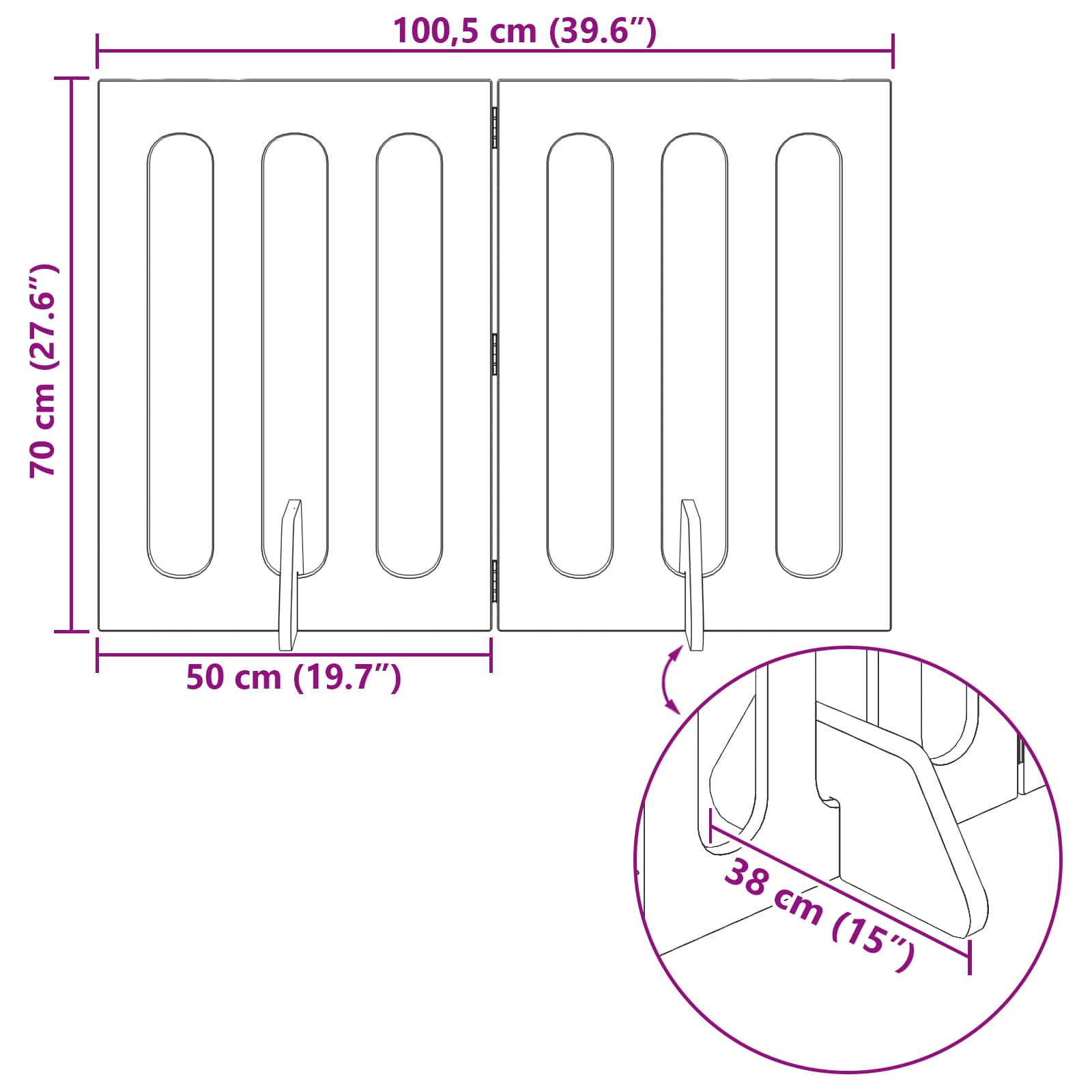 vidaXL Opvouwbaar huisdierhek 2 pcs Wit 100,5 x 38 x 90 cm