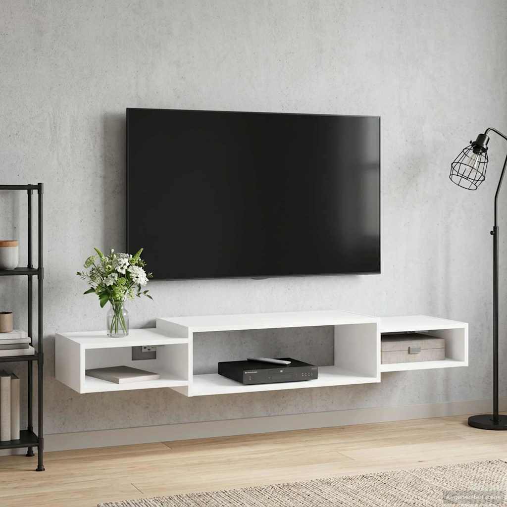 vidaXL Wandgemonteerd tv-meubel Muurmontage Wit 140 x 28 x 21 cm