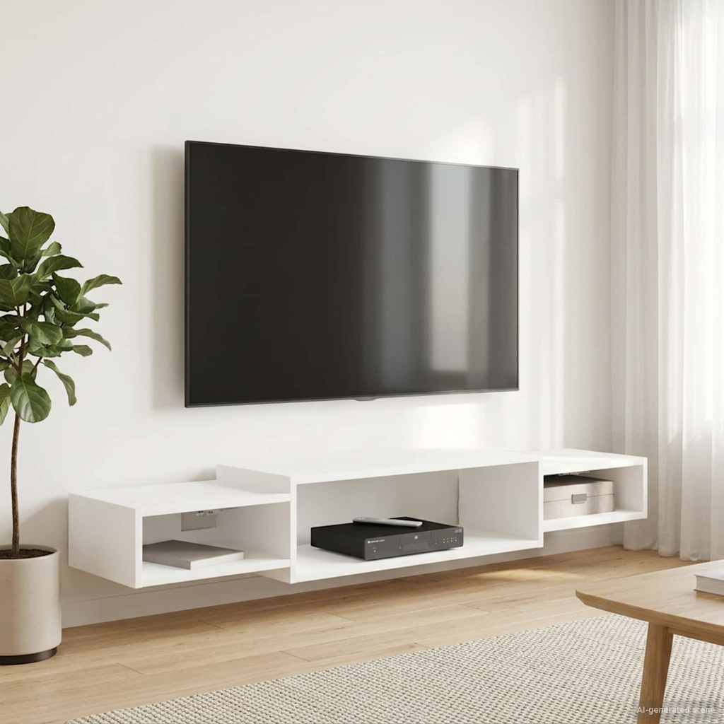 vidaXL Wandgemonteerd tv-meubel Muurmontage Wit 140 x 28 x 21 cm