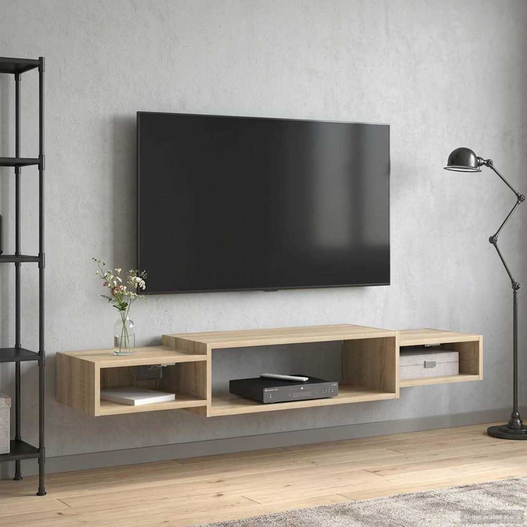 vidaXL Wandgemonteerd tv-meubel Muurmontage Wit 140 x 28 x 21 cm