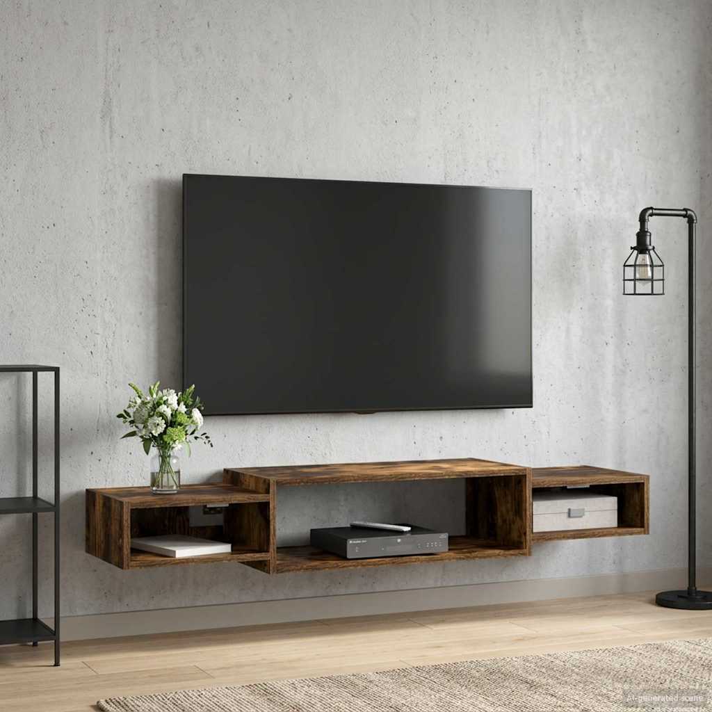 vidaXL Wandgemonteerd tv-meubel Muurmontage Wit 140 x 28 x 21 cm