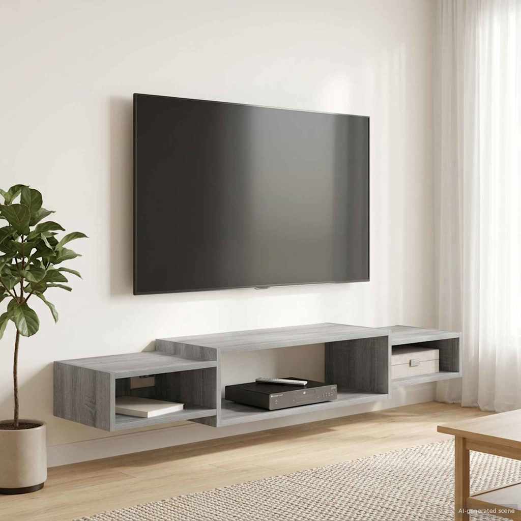 vidaXL Wandgemonteerd tv-meubel Muurmontage Wit 140 x 28 x 21 cm