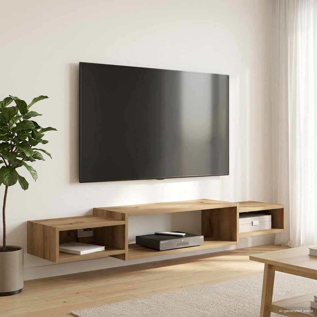 vidaXL Wandgemonteerd tv-meubel Muurmontage Wit 140 x 28 x 21 cm