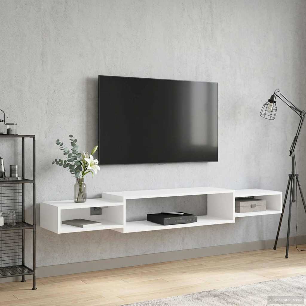 vidaXL Wandgemonteerd tv-meubel Muurmontage Wit 140 x 28 x 21 cm