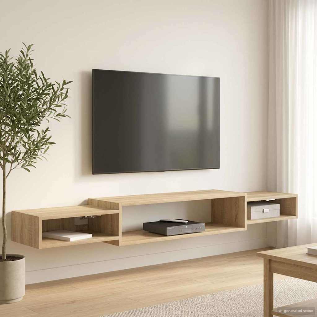 vidaXL Wandgemonteerd tv-meubel Muurmontage Wit 140 x 28 x 21 cm