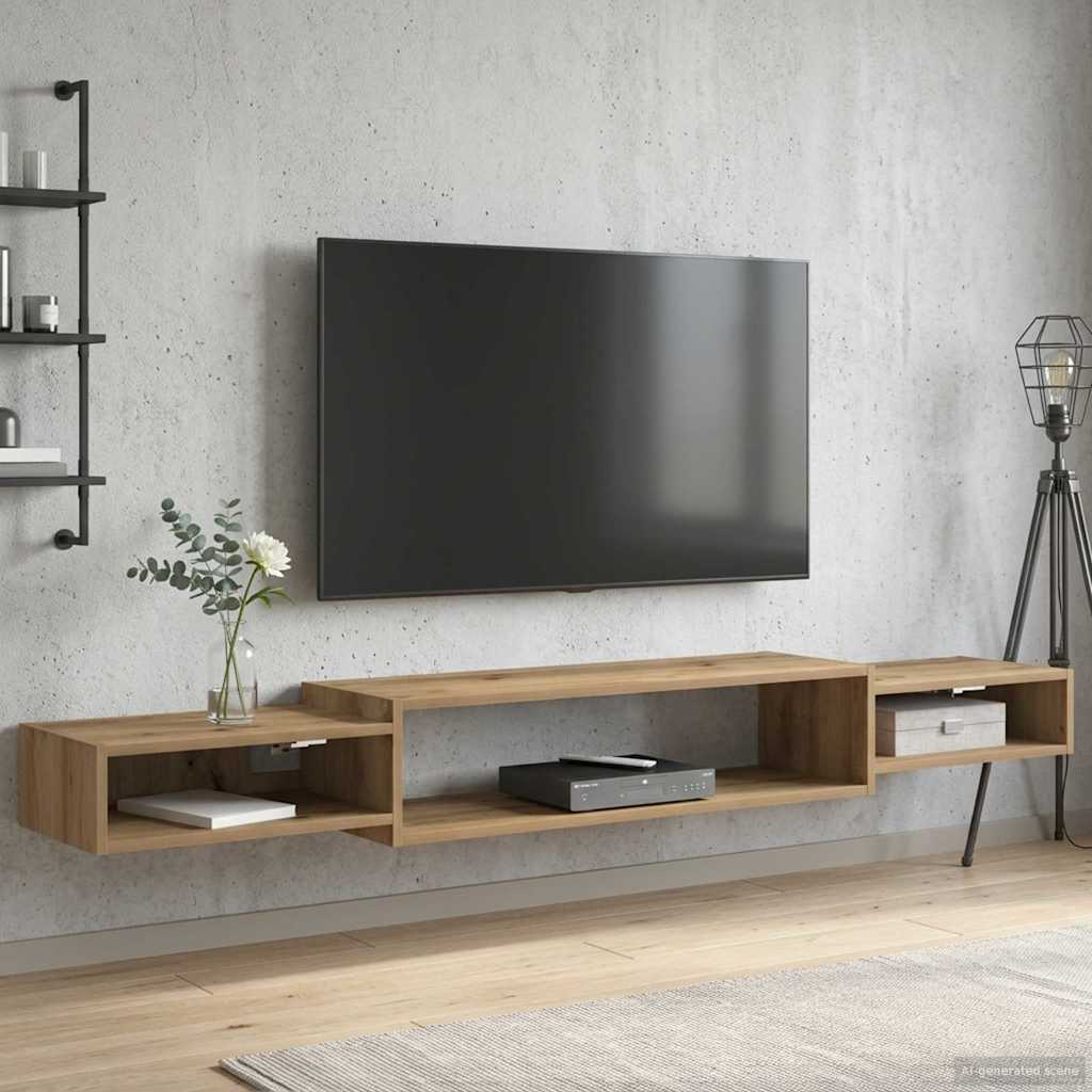 vidaXL Wandgemonteerd tv-meubel Muurmontage Wit 140 x 28 x 21 cm