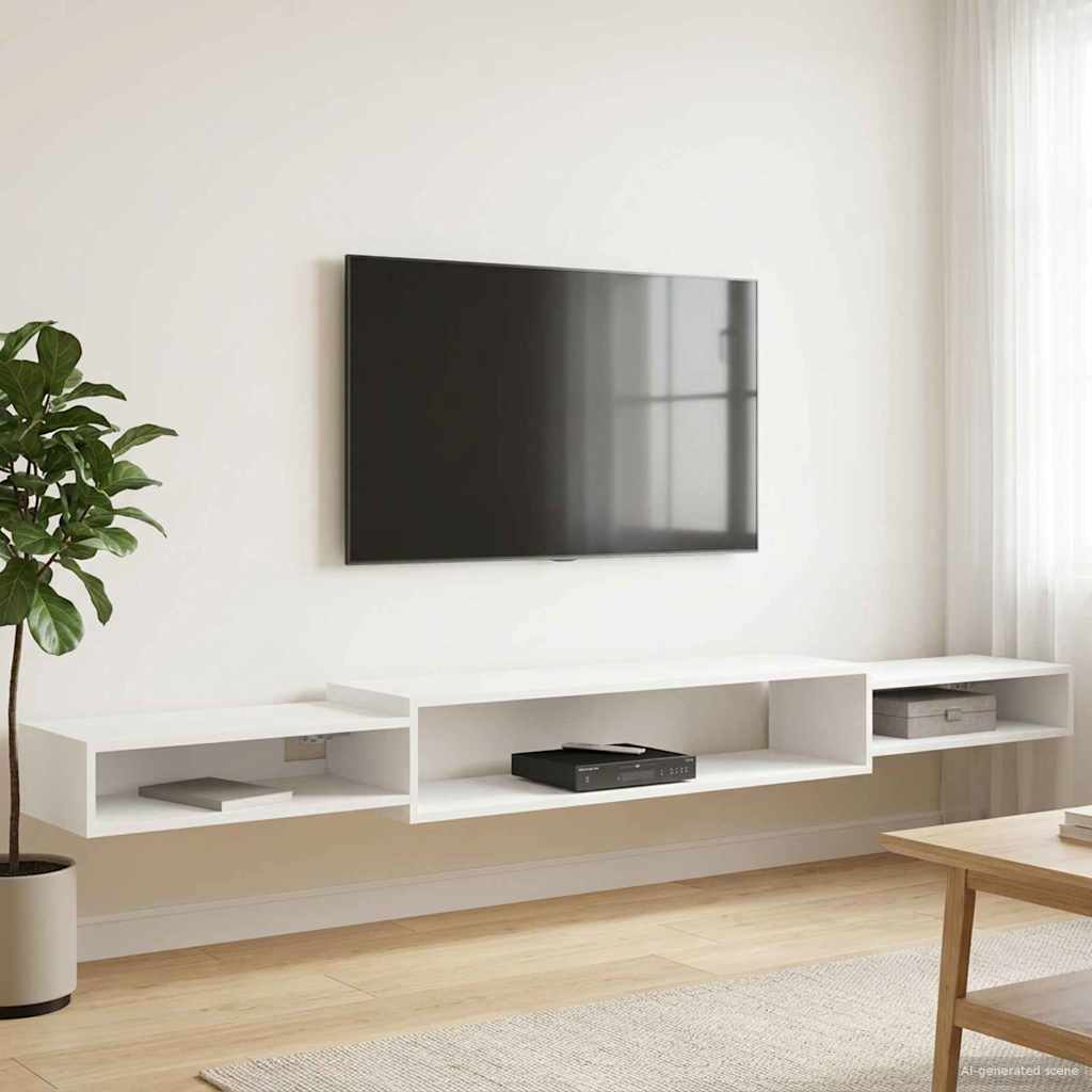 vidaXL Wandgemonteerd tv-meubel Muurmontage Wit 140 x 28 x 21 cm