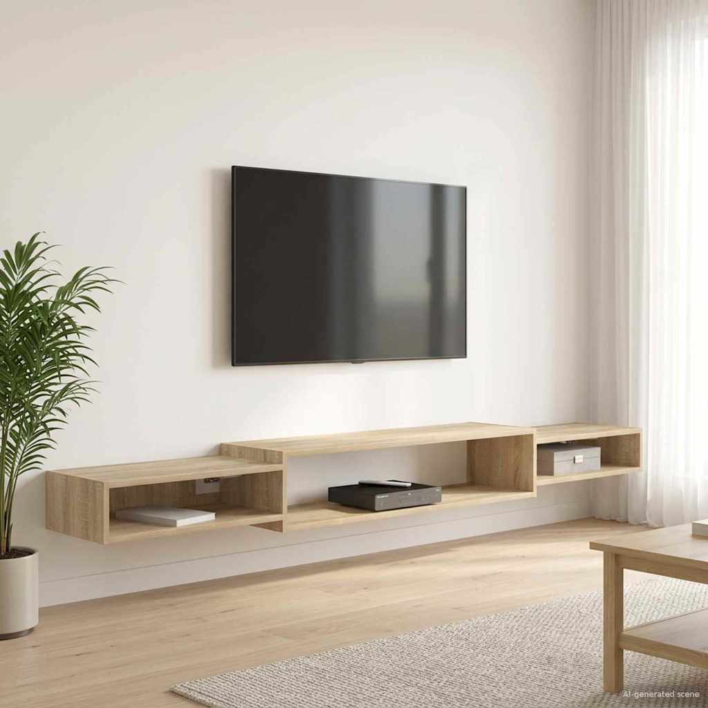 vidaXL Wandgemonteerd tv-meubel Muurmontage Wit 140 x 28 x 21 cm