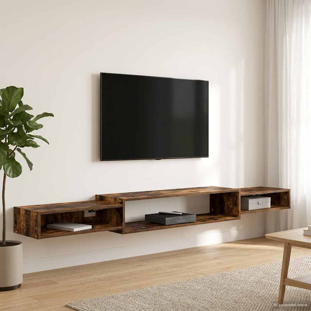 vidaXL Wandgemonteerd tv-meubel Muurmontage Wit 140 x 28 x 21 cm