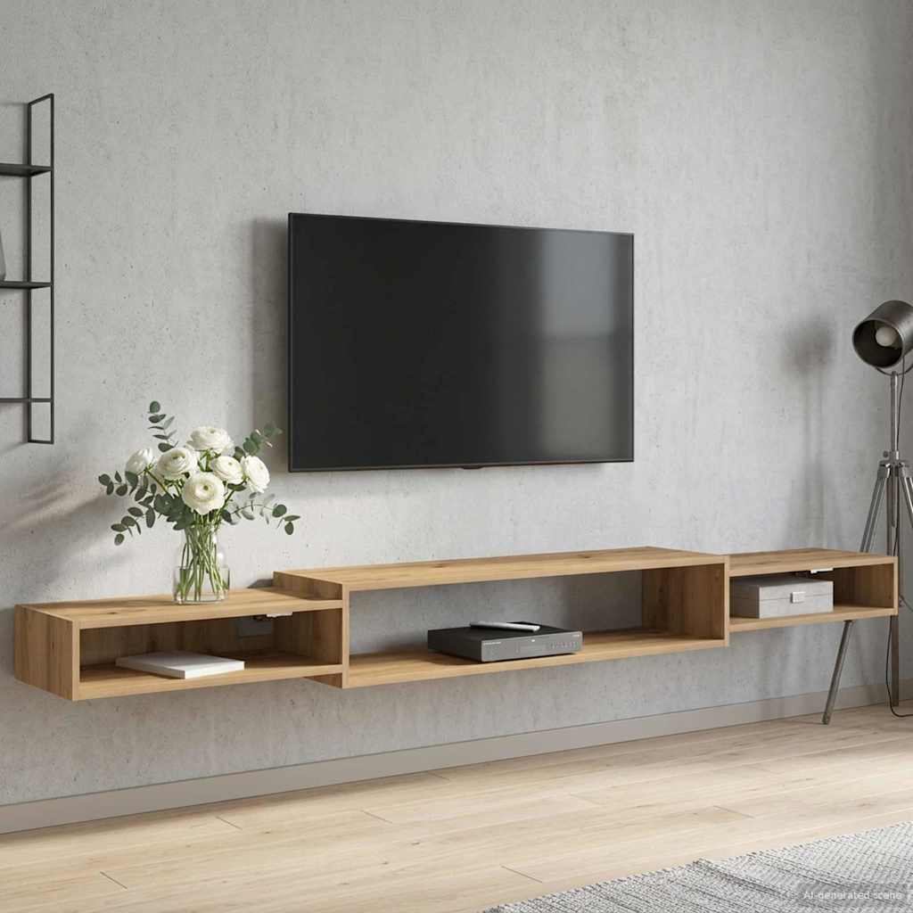 vidaXL Wandgemonteerd tv-meubel Muurmontage Wit 140 x 28 x 21 cm