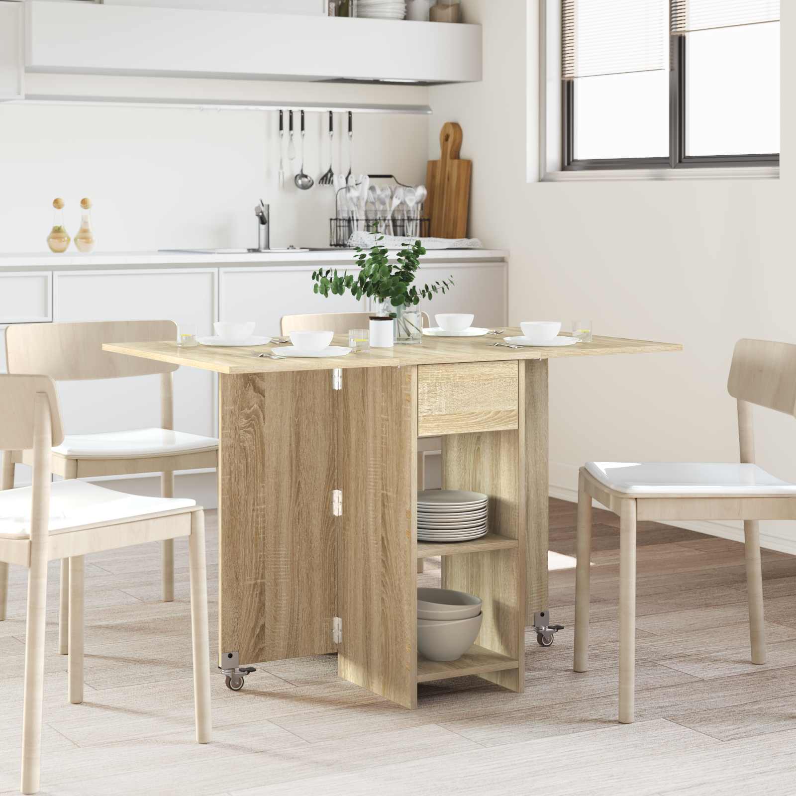 vidaXL Eettafel 115 x 70 x 75 cm Bewerkt hout Wit Rechthoekig