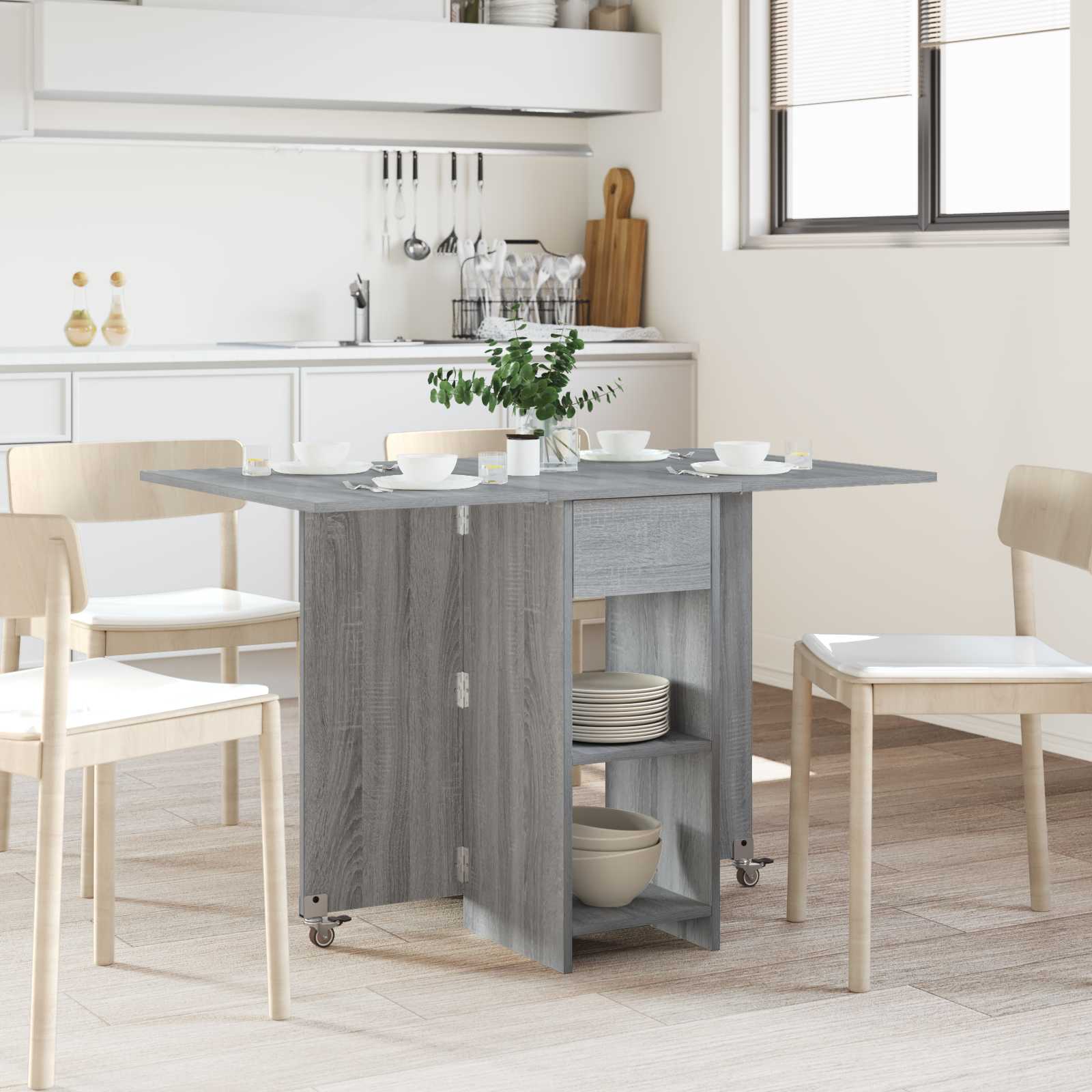 vidaXL Eettafel 115 x 70 x 75 cm Bewerkt hout Wit Rechthoekig