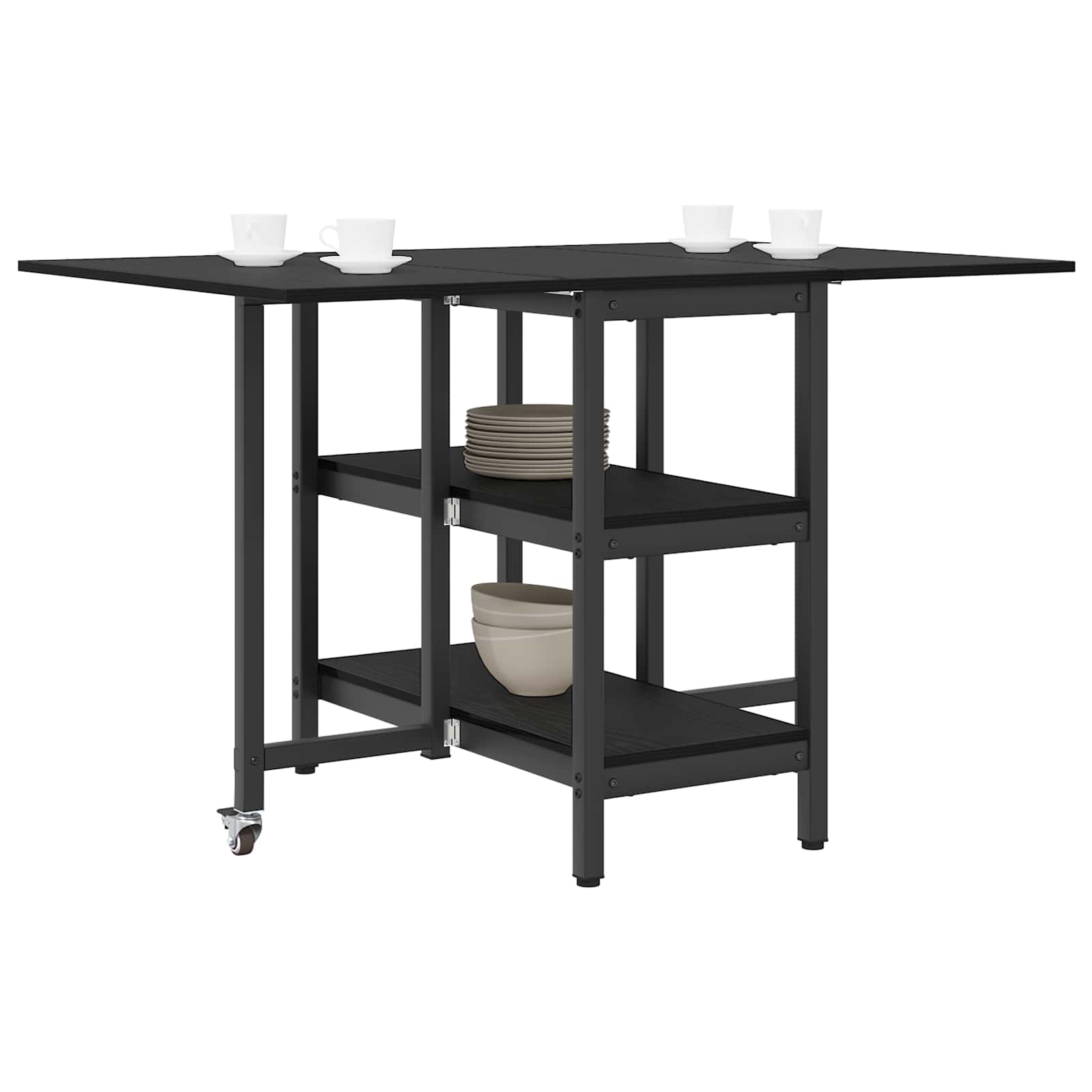 vidaXL Eettafel 122 x 80 x 76,5 cm Bewerkt hout Zwart eiken