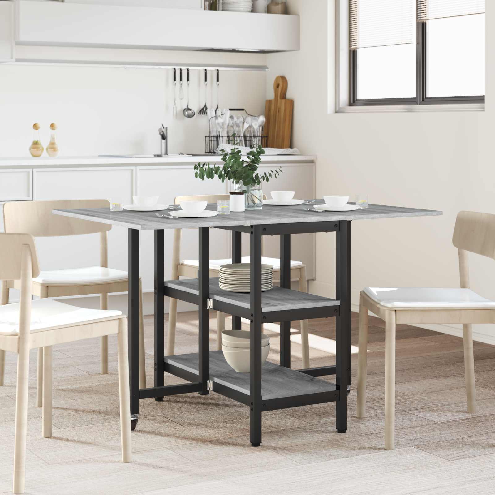 vidaXL Eettafel 122 x 80 x 76,5 cm Bewerkt hout Zwart eiken