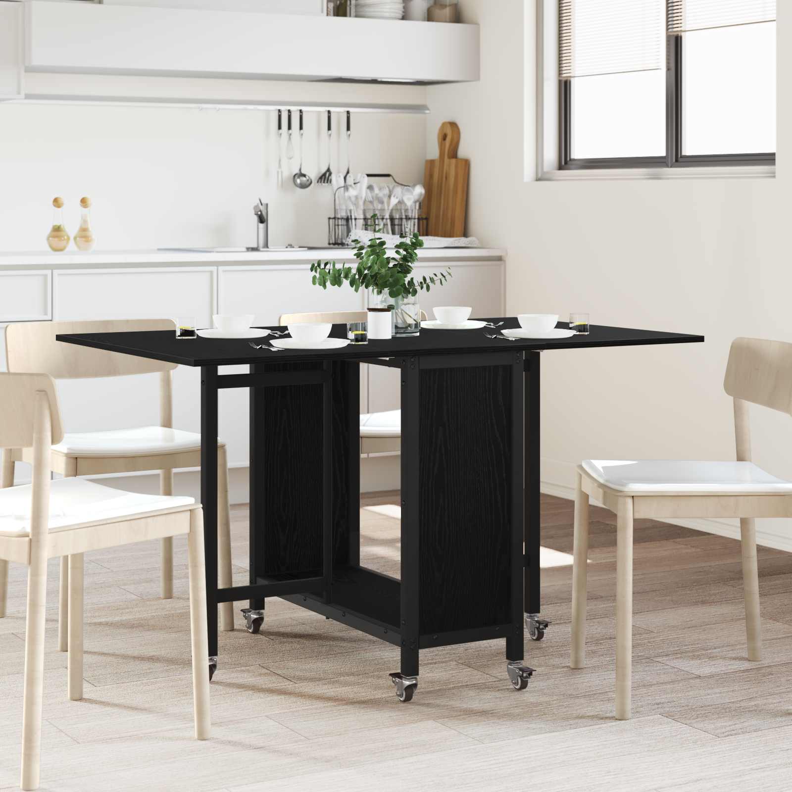 vidaXL Opvouwbare eettafel met wielen 130 x 80 x 76,5 cm Bewerkt hout