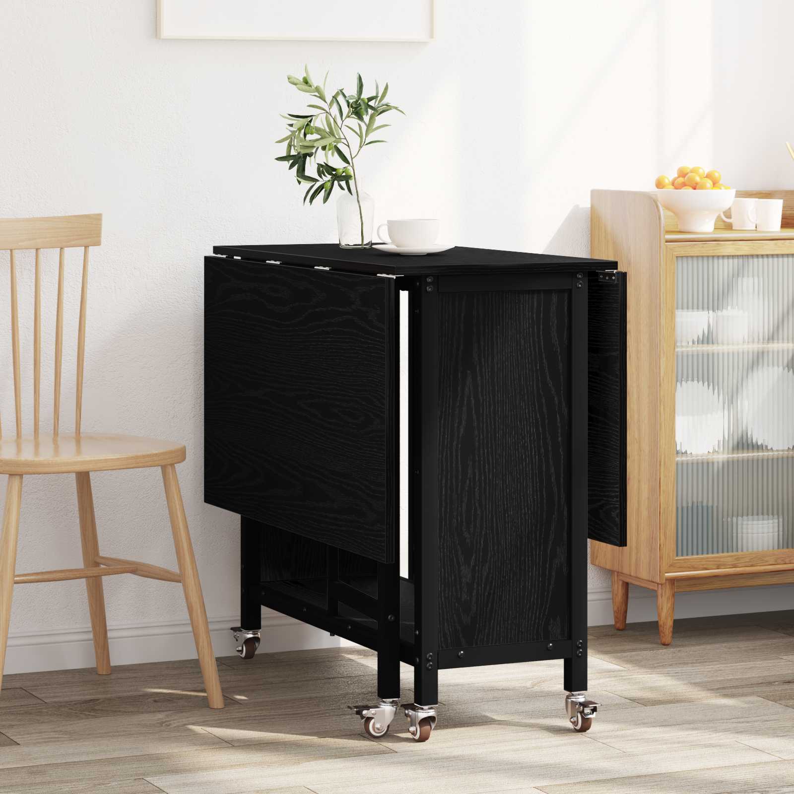 vidaXL Opvouwbare eettafel met wielen 130 x 80 x 76,5 cm Bewerkt hout