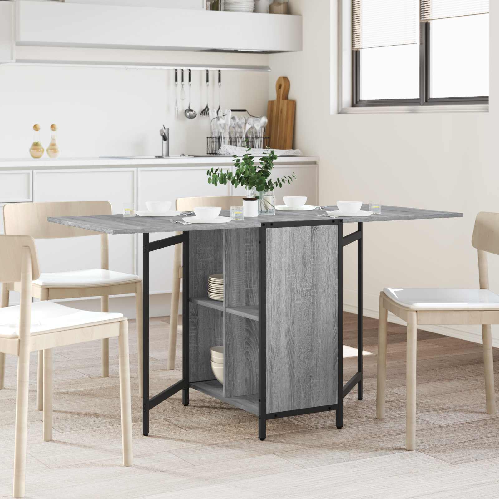 vidaXL Eettafel 144 x 60 x 75 cm Bewerkt hout Zwart eiken Rechthoekig