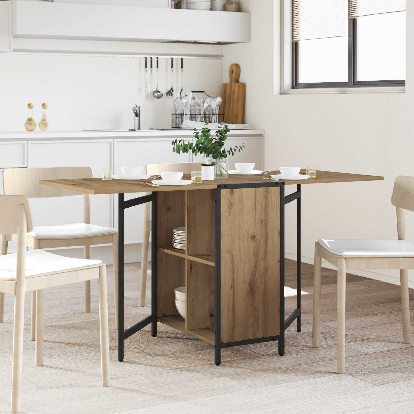 vidaXL Eettafel 144 x 60 x 75 cm Bewerkt hout Zwart eiken Rechthoekig