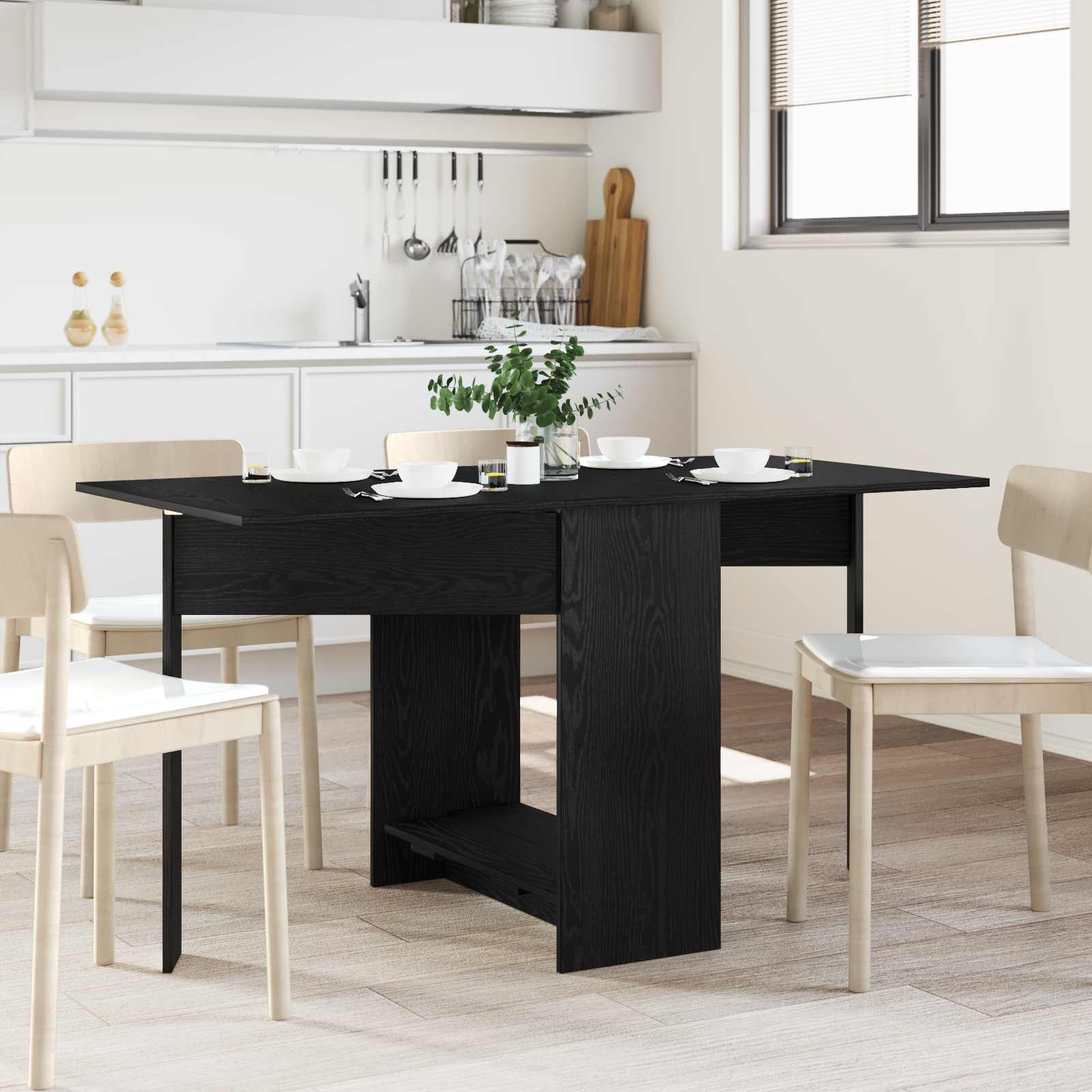 vidaXL Eettafel 138 x 70 x 73,5 cm Bewerkt hout Wit Rechthoekig