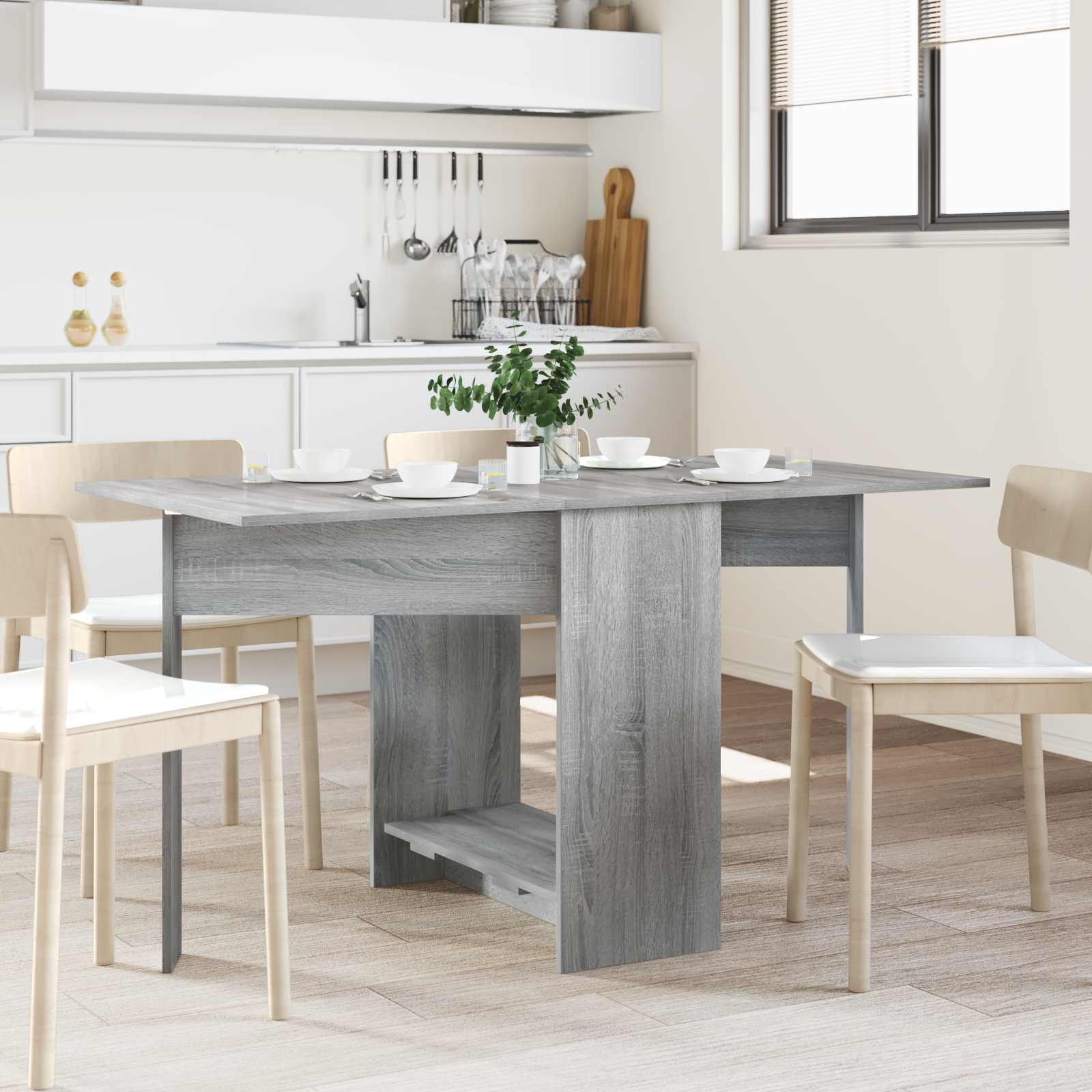 vidaXL Eettafel 138 x 70 x 73,5 cm Bewerkt hout Wit Rechthoekig