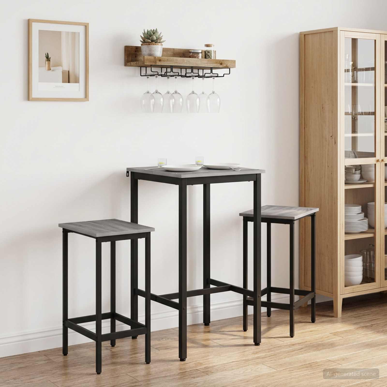 vidaXL Bartafel 52 x 52 x 90 cm Bewerkt hout Artisanaal eiken