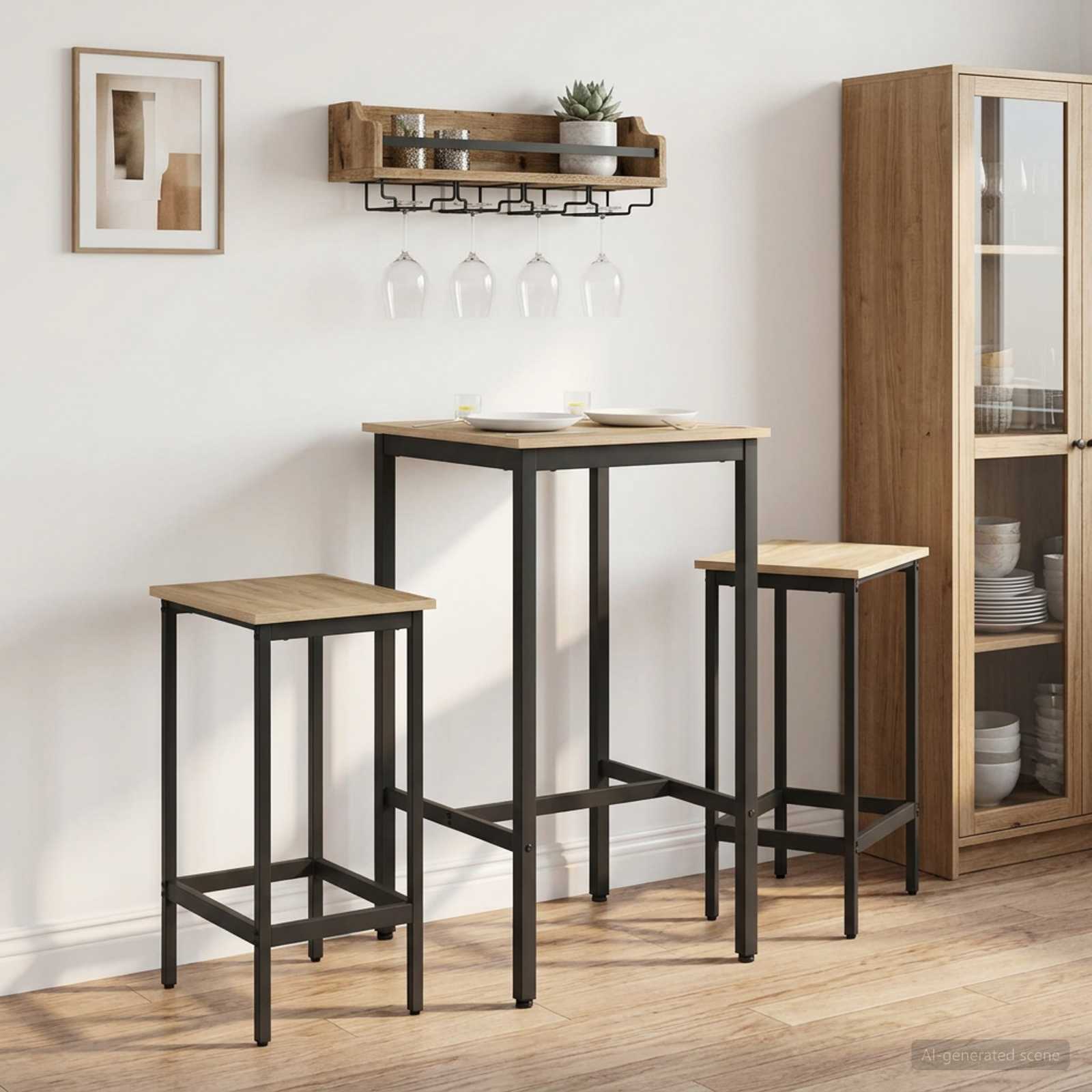 vidaXL Bartafel 52 x 52 x 90 cm Bewerkt hout Artisanaal eiken