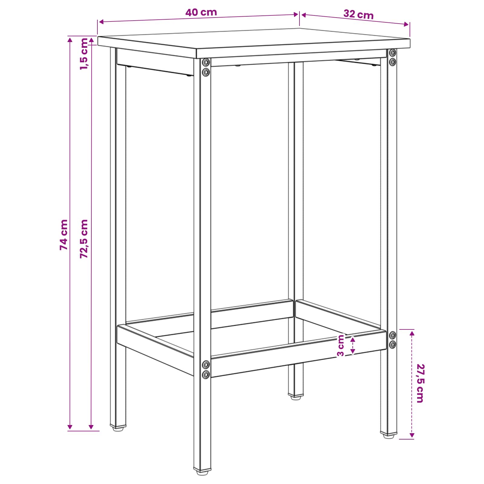 vidaXL Barkruk 2 st Oud hout 40 x 32 x 74 cm Bewerkt hout